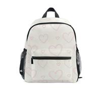 JUNZAN Mochila infantil con corazones de San Valentín para niños y niñas, mochila preescolar, mochila para niños pequeños, color beige, de 3 a 8 años