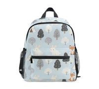 JUNZAN Mochila para niños pequeños, lindas mochilas de animales del bosque para niños y niñas, mochila preescolar, mochila para niños pequeños, bolsa de libros azul claro, de 3 a 8 años