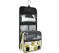 junzan Neceser colgante para mujeres y hombres, lindo aguacate, bolsa de cosméticos de viaje con gancho, organizador de maquillaje familiar, Lindos aguacates, 18.5"(Unfold) x 9" W x 4" H, Colorido