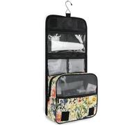 junzan Neceser colgante para mujeres y hombres, lindo bolso de cosméticos de viaje con gancho, organizador de maquillaje familiar, color beige, Beige, 18.5"(Unfold) x 9" W x 4" H, Colorido