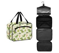 JUNZAN Neceser de viaje colgante de cocodrilos tropicales para mujer, con gancho, organizador de maquillaje, color verde, Cocodrilos tropicales, 12.6" x 9" x 5.7", Colorido