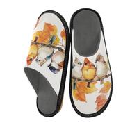 JUNZAN Pantuflas de espuma viscoelástica para mujeres y hombres, pantuflas de casa para dormitorio e interiores, Autumn Birds, 10.5-11 Women/11.5-12 Men