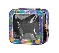 junzan Piña tropical transparente mini bolsa de maquillaje impermeable viaje aseo portátil organizador maquillaje para las mujeres, piña tropical, 5.1 x 2.2 x 4.7 pulgadas, colorido, Piña tropical,