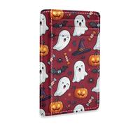 JUNZAN Tarjeteros delgados para hombres y mujeres, murciélagos de Halloween, fantasmas, minimalistas, bolsillo frontal, cartera pequeña, tarjetero, bloqueo RFID, carmesí
