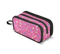 JUNZAN Wild Cute - Estuche para lápices con diseño floral para mujeres y hombres, estuche estético, para escuela, oficina, universidad, suministros de papelería, color rosa intenso