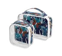 junzan Wild Woodland Tile - Neceser transparente de tamaño de cuarto de galón, bolsa de viaje aprobada por la TSA, bolsas de maquillaje transparentes para viajar, Multi, Pack De 2
