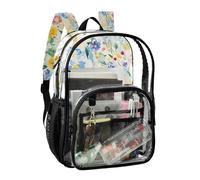JUNZAN Wildflower Florals - Mochila transparente para niñas y mujeres, mochila transparente de 15.7 pulgadas para la escuela