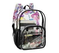 JUNZAN Wildflower - Mochila transparente de orquídea para niñas y mujeres, mochila transparente de 15.7 pulgadas, mochilas transparentes para la escuela