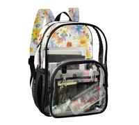 JUNZAN Wildflower - Mochila transparente floral para niñas y mujeres, mochila transparente de 15.7 pulgadas para la escuela