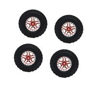 JunZheHub 4 Piezas Neumático de Goma para Coche RC Neumático Rueda Accesorio Repuesto Montaje Espuma Metálica Fácil de Reemplazar Compatible con MN82 LC79 D90, Rojo
