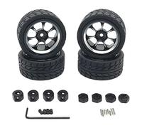 JunZheHub 4 Piezas RC Wheel Rim Neumáticos Llantas Adaptador Hexagonal Plástico Metal Extra Fuerte Adecuado para Niños Adultos Actividades de Ocio, Negro