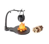 JunZheHub 5X 1/12 Casa de Muñecas Fogata con Tocón de Madera de Camping Juguetes de Simulación Fogata para Mesa de Arena, Style a