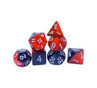 JunZheHub 7X Dados de Múltiples Caras, D4 D8 D10 D12 D20 RPG Juguetes de Entretenimiento, Juegos de rol Juegos de Cartas de Enseñanza de Matemáticas Dados Acríl, Rojo Azul