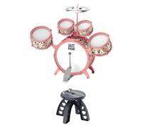 JunZheHub Batería Infantil Kit de Tambor para Niños Instrumento Musical Percusión Educativo PVC con Silla Estimula Adecuado para Fiestas Reuniones de, Rosa