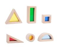 JunZheHub Bloque Acrílico Educativo de Construcción para Niños Hecho en Madera Natural con para Estimulación Sensorial Reconocimiento de Formas Juegos en Casa