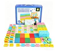 JunZheHub Bloques de Dominó Educativos Juego Matemático Infantil con Fichas Números Cálculo Tablero Respuestas Tarjeta Fórmulas Madera Suave Aprendizaje