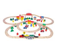 JunZheHub Bloques Educativos Set de Vías Tren Piezas Vehículos Edificios Hecho en Madera de Creatividad Adecuado para Desarrollo Infantil y Actividades de Aprendizaje