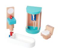 JunZheHub Conjunto de Muebles de Madera para Casa de Muñecas, Kit en Miniatura, Simulación de Micro Paisaje, Decoración Clásica, Regalo de Cumpleaños para Mayor, Baño