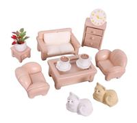 JunZheHub Conjunto de Muebles en Miniatura para Casa de Muñecas, Juguete de Imitación, Adorno, Manualidades, Sofá Y Mesa de Té en Miniatura para Niños de 3 años, 12 piezas
