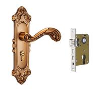 JunZheHub de Puerta con Pestillo, Manija de Diseño, 3 Llaves Incluidas, Eje Cuadrado, Placa Reforzada, Fácil Instalación, Alta Funcionalidad, Adecuada, Estilo J