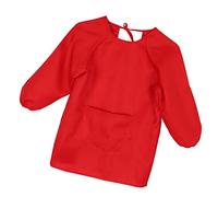 JunZheHub Delantal de Pintura Infantil, Babero de Manga Larga para Pintar, Delantal de Bolsillo Multiusos, Poliéster, Apto para Niños Y Niñas, Taller, Rojo para 1-5T, como se describe