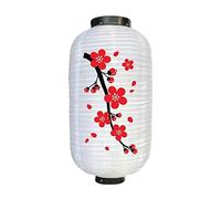 JunZheHub Farol Japonés Decorativo de Tela Estructura Metálica Diseño Resistente Al Agua Y Pintura Artesanal Adecuado para Fiestas Temáticas, Cuerpo Blanco Flor Grande, Individual
