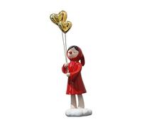 JunZheHub Figura de Niña con Globo, Escultura Moderna de Resina, Artículo de Colección, Ideal para La Decoración de Interiores O como Regalo para Amigos, Tomar Globo Rojo, Individual