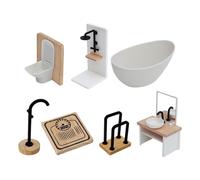JunZheHub Juego de Baño para Casa de Muñecas a Escala 1/12, Decoración para Casa de Muñecas, Juguetes de Simulación, Adornos para Inodoro, Juego de 9 Piezas, Conjunto de 7pcs