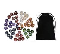 JunZheHub Juego de Dados Poliédricos D4 D20 con Bolsa para Juegos de Mesa Enseñanza de Matemáticas, 49 Piezas Tipo H