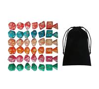JunZheHub Juego de Dados Poliédricos D4 D20 con Bolsa para Juegos de Mesa Enseñanza de Matemáticas, 42 Piezas