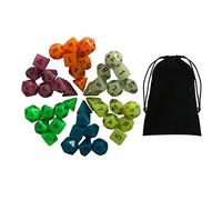 JunZheHub Juego de Dados Poliédricos D4 D20 con Bolsa para Juegos de Mesa Enseñanza de Matemáticas, 42 Piezas