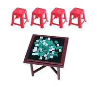 JunZheHub Juego de Mesa de Mahjong en Miniatura para Accesorios de Casa de Muñecas, Silla de Mesa