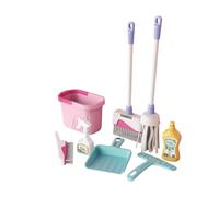 JunZheHub Juguete de Limpieza para Niños Pequeños, Escoba Y Juego de Limpieza, Juego de rol de Desarrollo, Recogedor, Juguete de Limpieza del Hogar para Niños Y, Cubo de Rosa