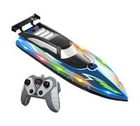 JunZheHub Lancha Teledirigida para Juegos Acuáticos, Embarcación Radiocontrolada para Niños, Modelo de Barco Rápido E Impermeable con Iluminación Integrada, Azul