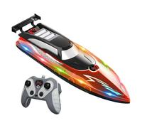 JunZheHub Lancha Teledirigida para Juegos Acuáticos, Embarcación Radiocontrolada para Niños, Modelo de Barco Rápido E Impermeable con Iluminación Integrada, Rojo
