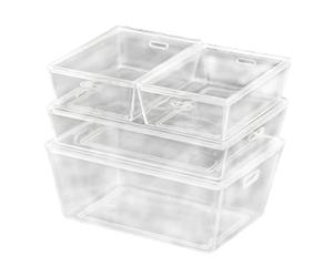 JunZheHub Mini Cajas de Almacenamiento de 4 Piezas, Contenedores para Casas de Muñecas 1: 6 1:12, Acrílico Transparente