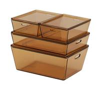 JunZheHub Mini Cajas de Almacenamiento de 4 Piezas, Contenedores para Casas de Muñecas 1: 6 1:12, Ámbar_Acrílico