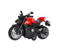 JunZheHub Motocicleta Modelo Juguete de Aleación con Función de Retroceso Luz y Sonido Diseño Realista para Desarrollar Habilidades Motoras Adecuada para Niños, Rojo