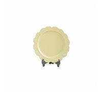 JunZheHub Plato Miniatura de Casa de Muñecas Bandeja Vintage con Relieve en Aleación Vajilla Ornamental Realista Accesorio Decorativo para Coleccionistas y, Amarillo Crema, 27 4mm