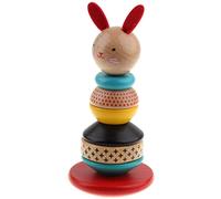 JunZheHub Rainbow Torre Anillo Apilable Juguete de Madera Educativo para Niños Apilamiento Desarrolla Coordinación Manual y Reconocimiento de Formas