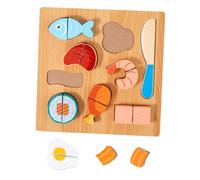 JunZheHub Rompecabezas de Madera para Cortar, Juguete de Comida para Cortar, Juguete de Cocina de Madera, Rompecabezas de Combinación de Formas para Decoracione, Carne