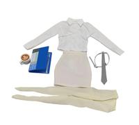 JunZheHub Ropa de Mujer a Escala 1/6, Coleccionable, Ropa de Moda, Ropa Formal Profesional para Muñecas, Camisa Blanca de Manga Larga, Carpeta de Archi, Albaricoque Blanco