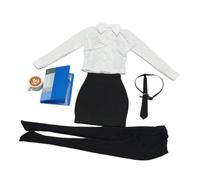 JunZheHub Ropa de Mujer a Escala 1/6, Coleccionable, Ropa de Moda, Ropa Formal Profesional para Muñecas, Camisa Blanca de Manga Larga, Carpeta de Archi, Blanco Negro