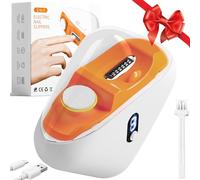 JUNZUP Cortaúñas eléctrico, cortaúñas automático 2 en 1 con luz LED, cortaúñas eléctrico de 3 velocidades, cortaúñas eléctrico para personas mayores, bebés, adultos y niños, naranja oscuro