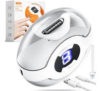 JUNZUP Cortaúñas eléctrico, cortaúñas eléctrico para personas mayores con luz LED, cortaúñas automático 2 en 1 con 3 velocidades para bebés, adultos y niños, cortaúñas eléctrico (beige)