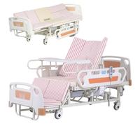 Juodkeo Cama de hospital eléctrica de 8 funciones para el hogar, cama ajustable con inclinación temporizada, ruedas silenciosas, ideal para ancianos y atención posquirúrgica