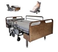 Juodkeo Con cama médica ajustable 2 en 1 para silla de ruedas, cama de hospital eléctrica completa con colchón con memoria, cama de un solo toque y separación de sillas ahorra tiempo y esfuerzo.