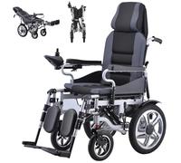 Juodkeo Silla de ruedas eléctrica plegable reclinable de alto respaldo para mayores - 500W todo terreno motorizada, batería 20Ah, ruedas traseras 16" - Soporte 150kg