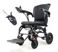 Juodkeo Silla de ruedas eléctrica plegable y ligera, solo 14 kg, silla de ruedas motorizada para adultos, doble motor, todo terreno - Aprobada para viajes y aerolíneas,10ah