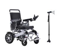 Juodkeo Sillas de ruedas eléctricas ligeras y plegables para adultos, doble motor 250W con baterías de litio 20A, silla de ruedas eléctrica todo terreno, compacta 29,5kg,With crutches